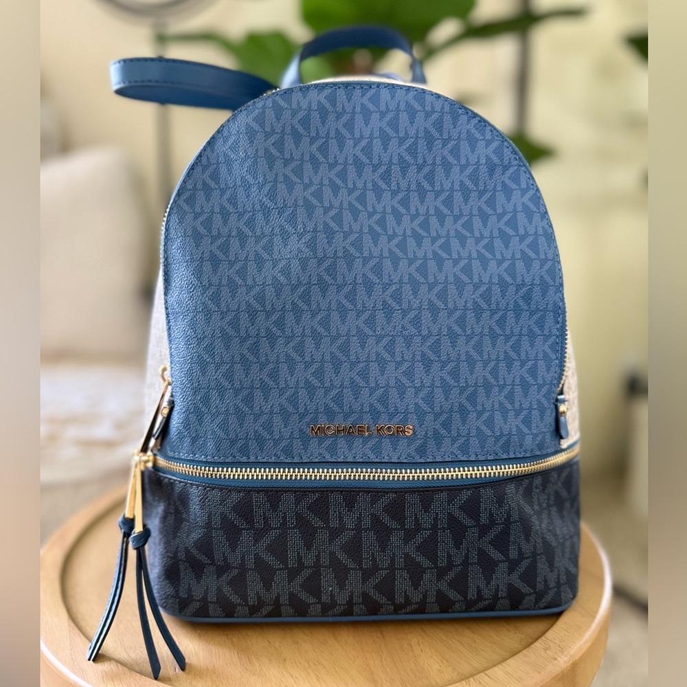 Michael Kors Rhea Zip Medium Backpack, Dark Chambray Multi - Picture 5 of 9